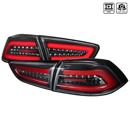 Spec-D Tuning 08-17 Mitsubishi Lancer Evo X LED Tail Lights- Glossy Black LT-EVO08BKLED-TM